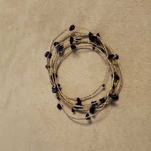 Gold and black stone bangle bracelets